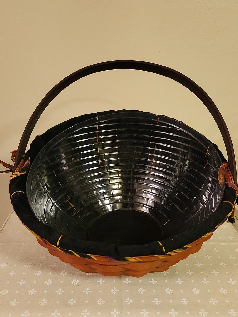 Longaberger Large Autumn Treats Basket with Wrought Iron Spider Legs